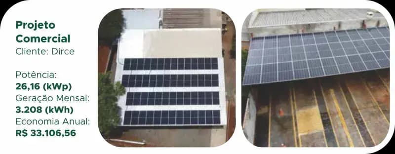 Sistema fotovoltaico comercial em estabelecimento