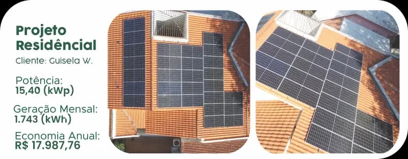 Sistema fotovoltaico residencial instalado em telhado em Toledo