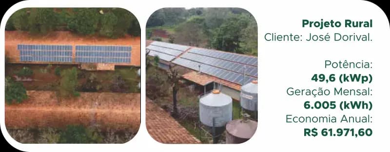 Sistema fotovoltaico rural instalado em propriedade em São Miguel do Iguaçu