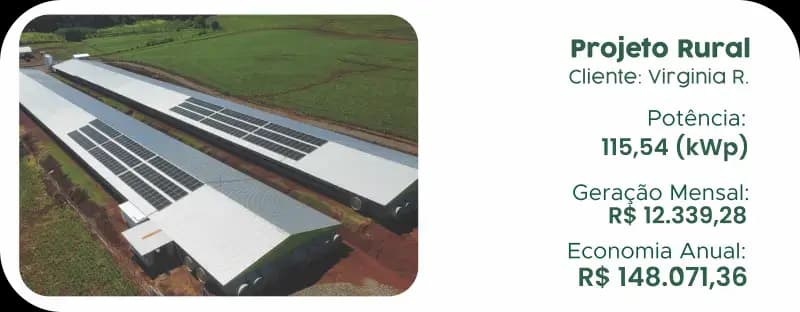 Sistema fotovoltaico rural instalado em propriedade em Marechal Cândido Rondon