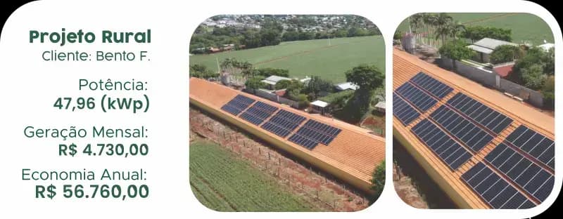 Sistema fotovoltaico rural instalado em propriedade em Santa Helena